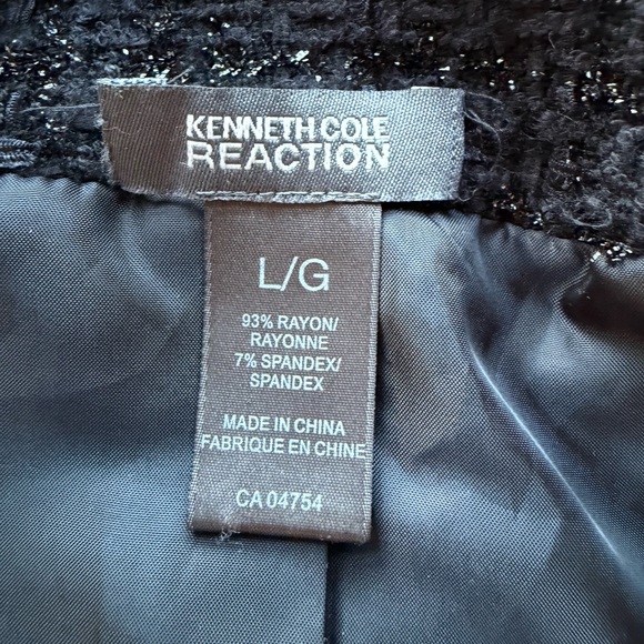 Kenneth Cole Reaction Black Metallic Tweed Jacket | Ruffle Trim - Picture 4 of 4